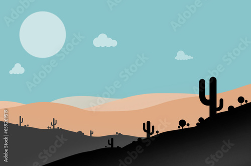 illustration desert landcape background desert desert landcape with  on the sunset background