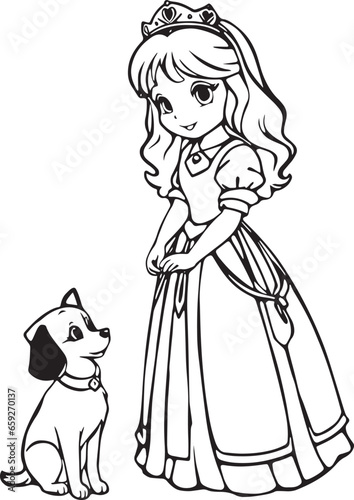 A cartoon of a girl and a dog
