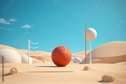 A 3d graphic illustration for beach volleyball