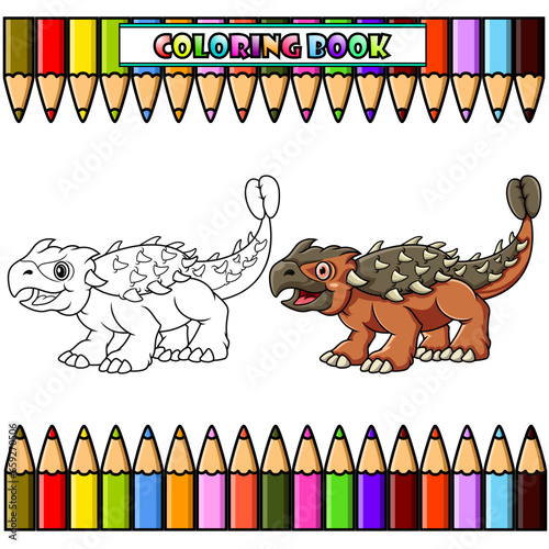 Cartoon Dinosaur ankylosaurus for coloring book