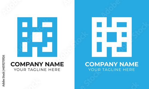 Corporate modern minimal monogram abstract business logo design template