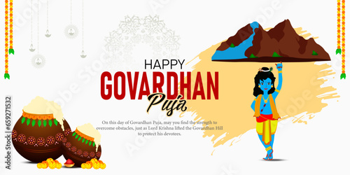 Govardhan Puja is a Hindu festival that honors Lord Krishna's act of lifting the Govardhan Hill to protect the people of Vrindavan.