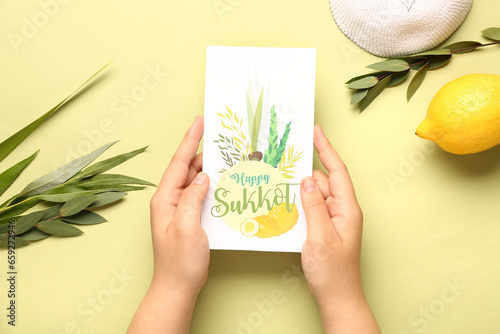 Female hands holding greeti...
