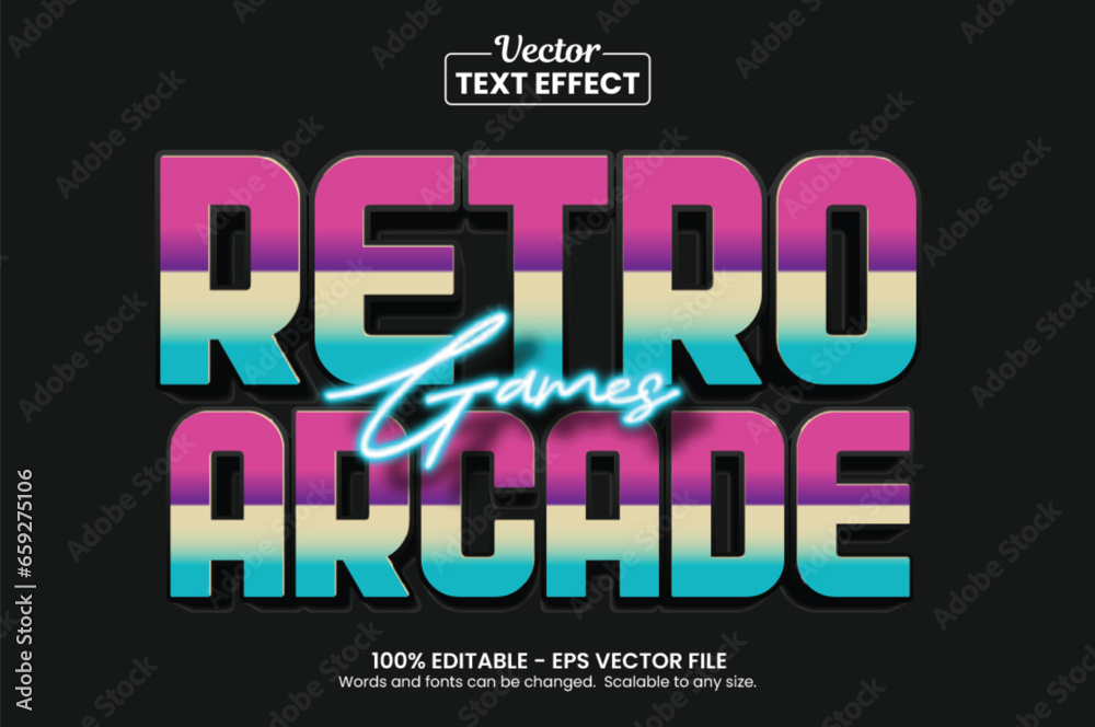 Retro arcade games, Editable Text Effect	
