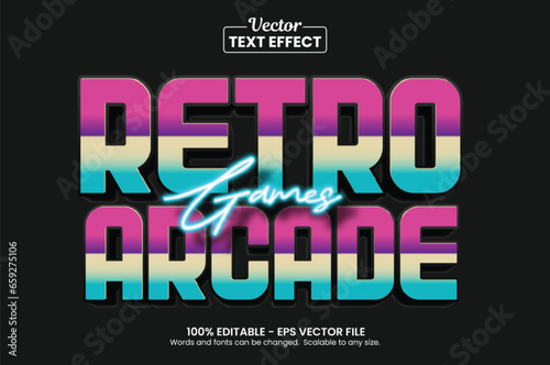 Retro arcade games  Editable Text Effect  