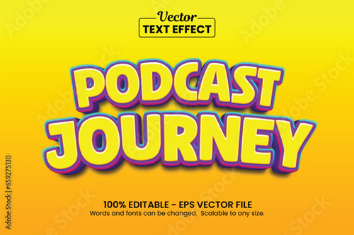 Editable text effect Podcast Logo 3d Cartoon template style premium vector