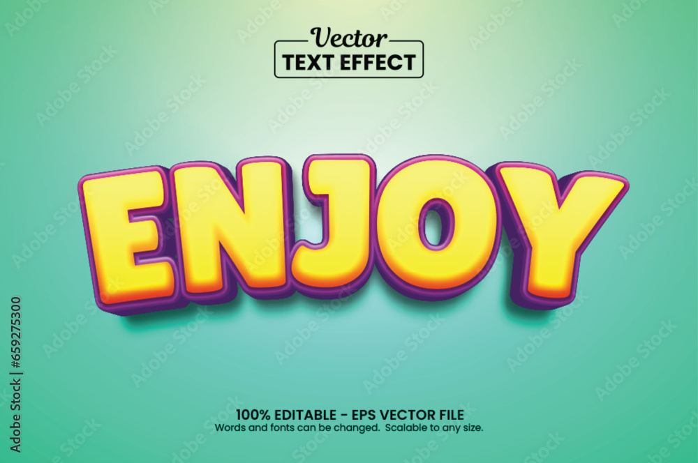 Editable text effect Enjoy 3d Cartoon template style premium vector