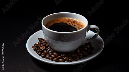 Amazing Black coffee in cup isolated on white background