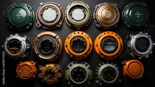 Refreshing Circles: A Dynamic Blend of Metal, Energy, and Beverage, Embracing the Industrial Power of Gears, Cogs, and Batteries, generative AI