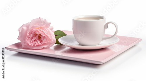 Beautiful Eine Tasse Kaffee auf einem rosa Serviertablett