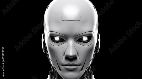 Perfect Artificial Intelligence as White Robot Cyber Face