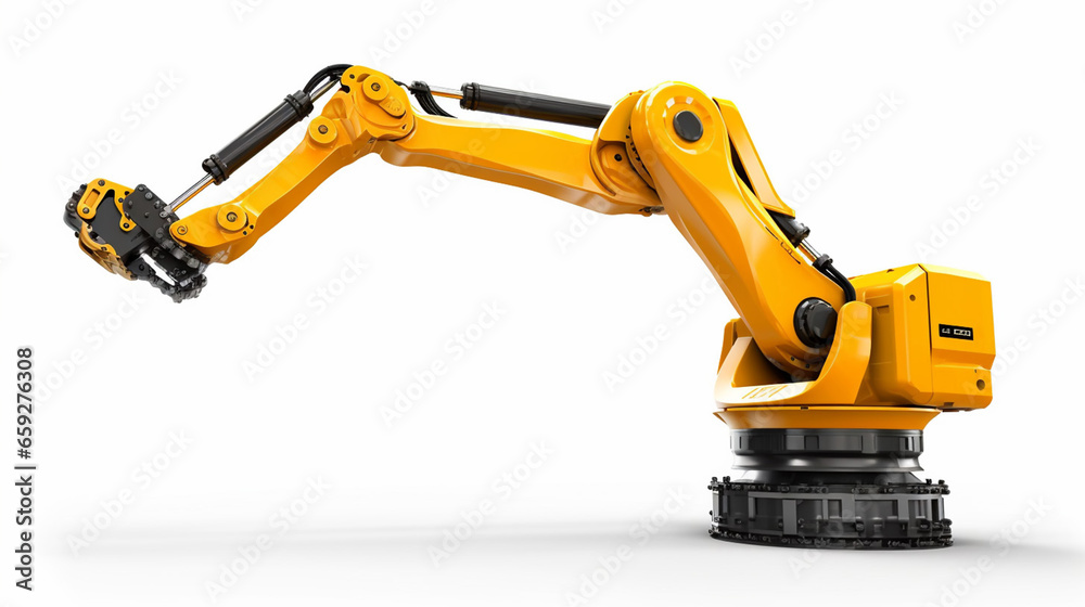 Robotic Arm 3D on White Background Mechanical Hand
