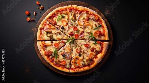 Amazing Delicious pizza on grey background