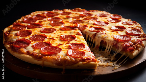 Pepperoni Pizza with Melting Cheese