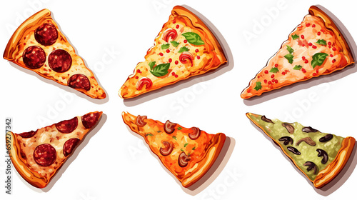 Amazing Set of a Slice of Delicious Fresh Italian Pizza