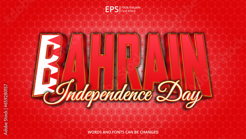 bahrain editable text effect with bahrain flag pattern suitable for poster design about holiday, Feast day or bahrain independence day moment
