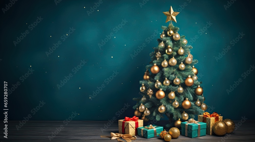portrait Christmas tree with gift box Ai Generative portrait Christmas tree with gift box Ai Generative