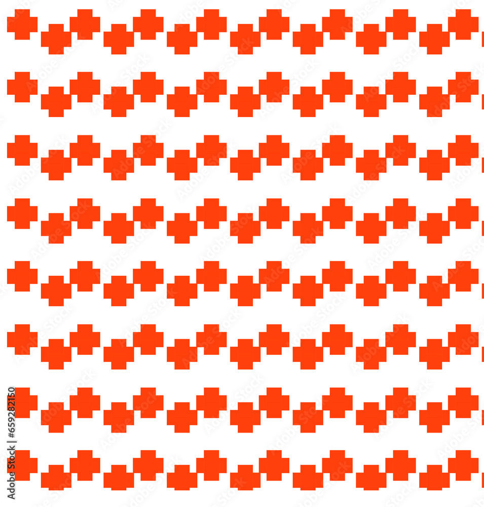 seamless pattern with puzzle pieces red color cross in white background seamless pattern with puzzle pieces red color cross in white background