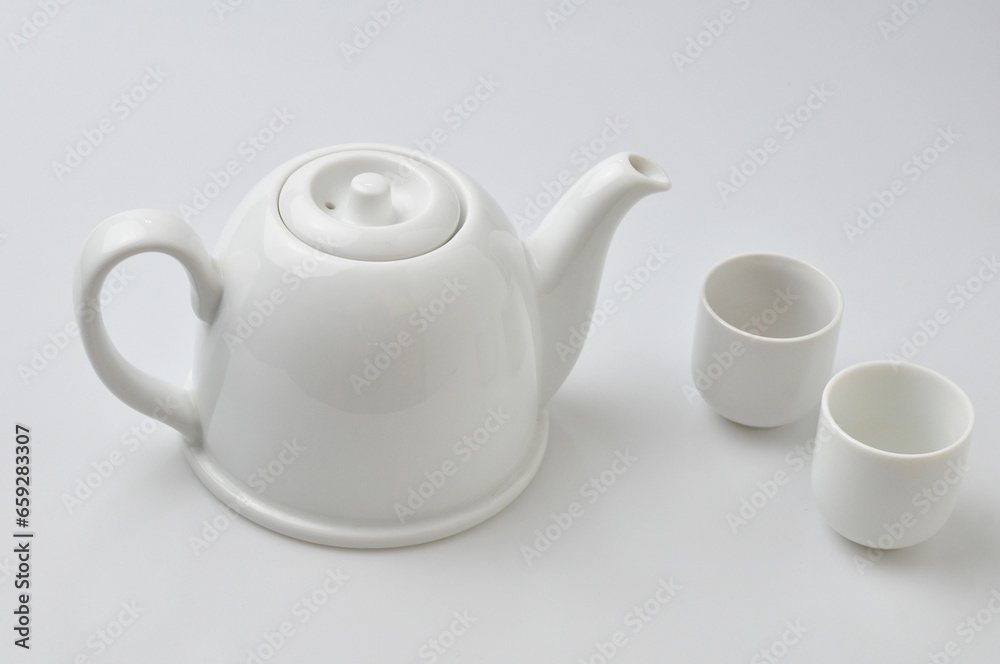 Cup of tea, teapot isolated on white background Cup of tea, teapot isolated on white background