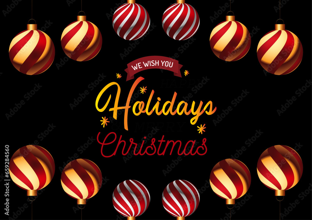 3d design of lamps black & red design Holidays Christmas decorative is String border holiday decor for web poster banner Vector illustration 3d design of lamps black & red design Holidays Christmas decorative is String border holiday decor for web poster banner Vector illustration