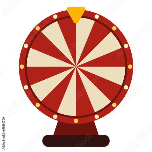 Classic wheel of fortune. Lucky roulette in flat style.