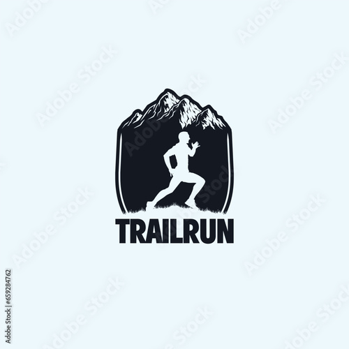 Ultra Trail running logo vector illustration on white background © bamban