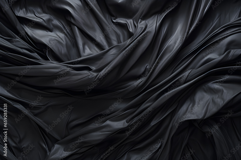 Fototapeta premium Black Fabric Waves Texture Background, Design Element