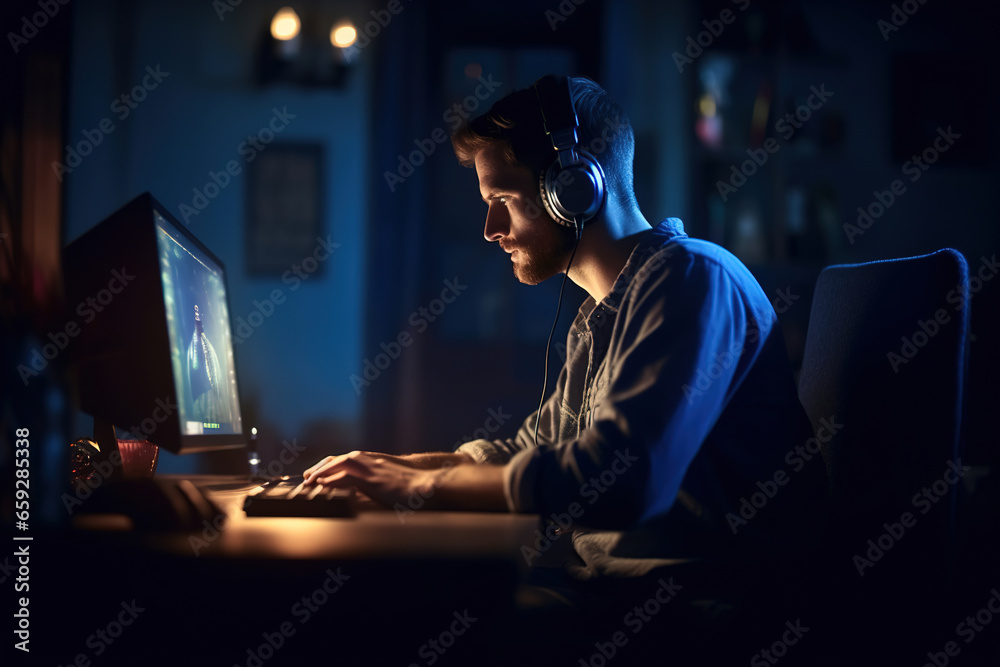 Gamer, concept art, ai generated Gamer, concept art, ai generated