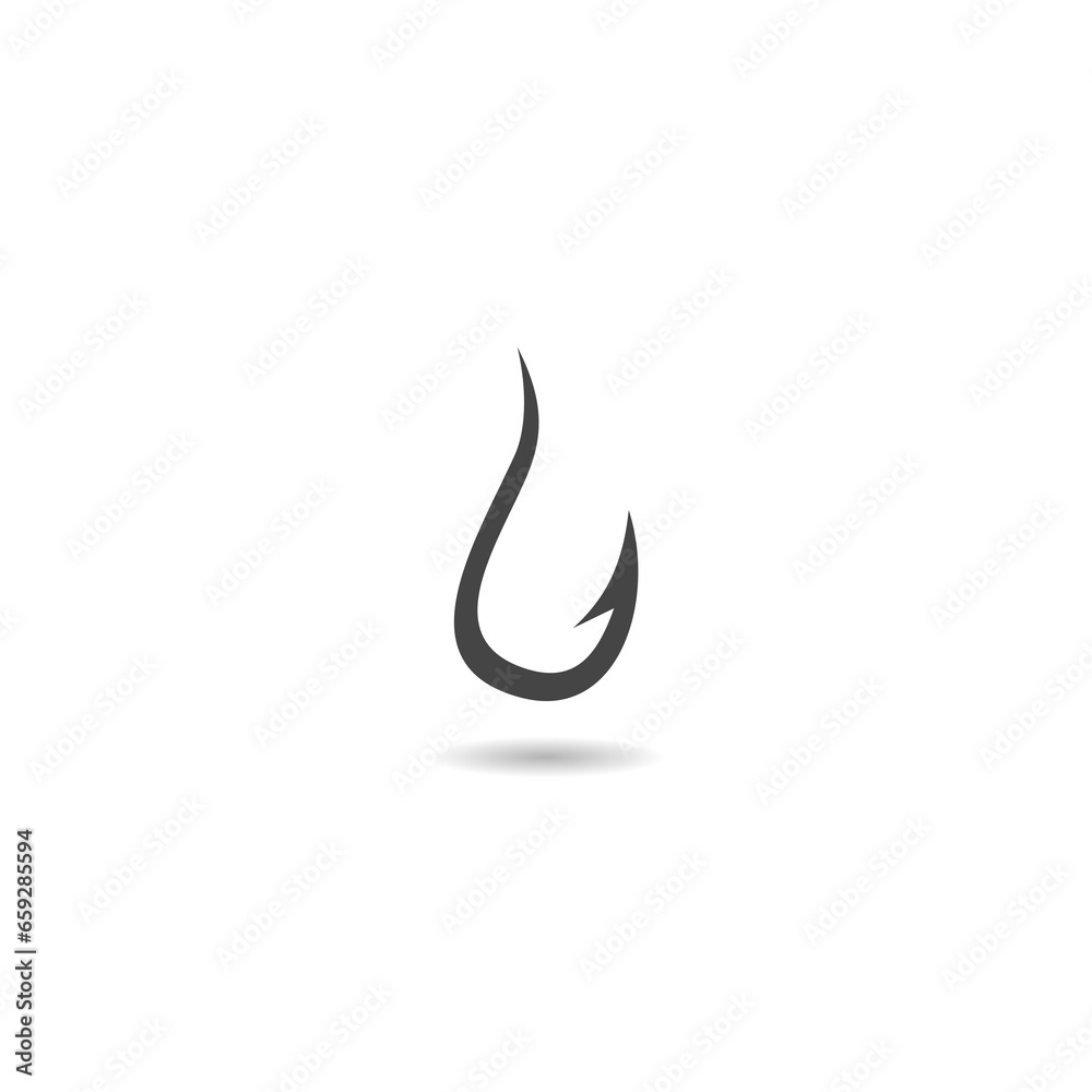 Fishing hook icon with shadow Fishing hook icon with shadow
