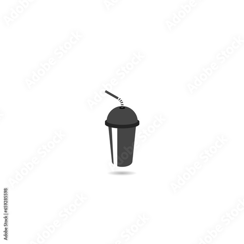 Milkshake drink icon with shadow