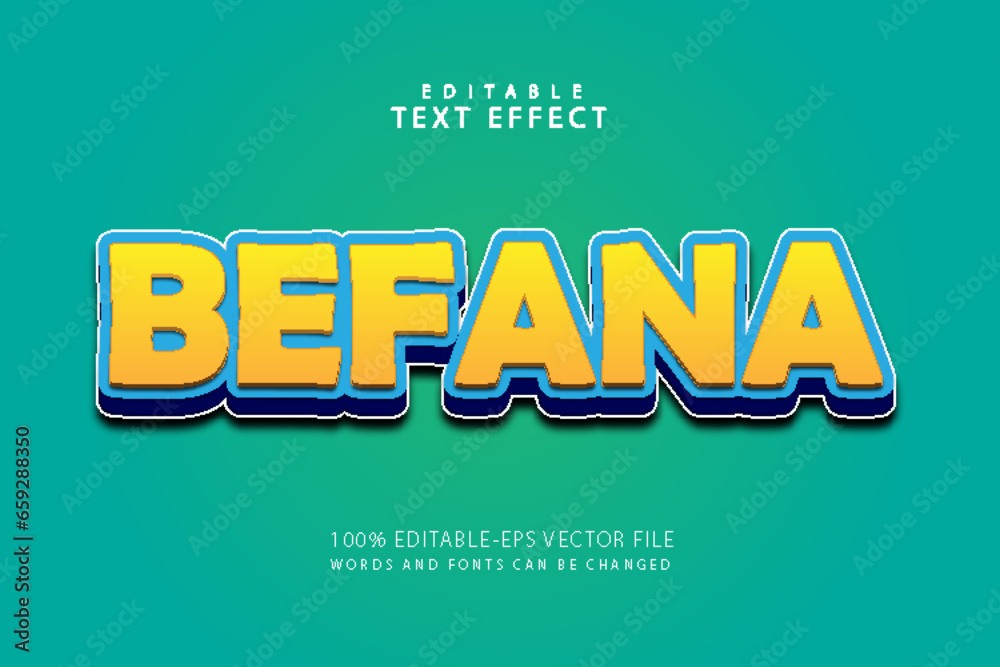 Befana editable text effect 3 dimension emboss cartoon style