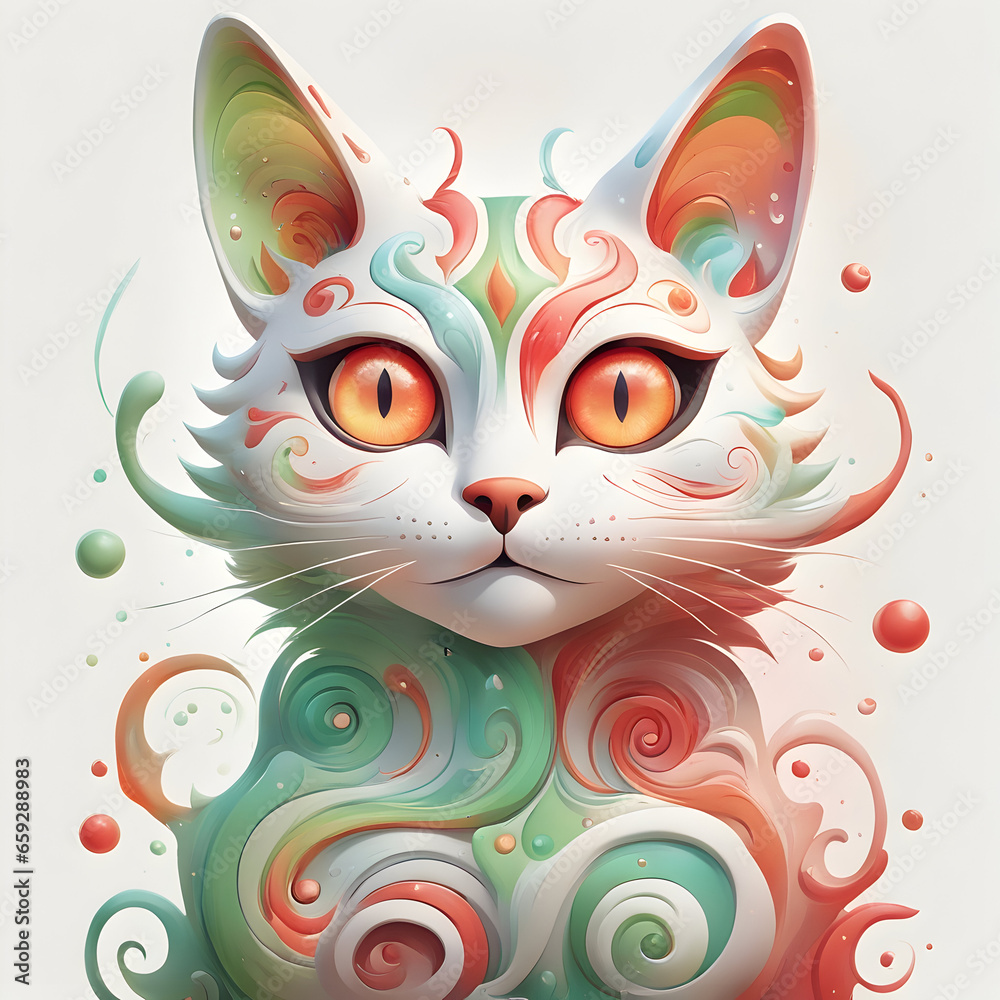 Studio Ghibli-Inspired Colorful Animal Print