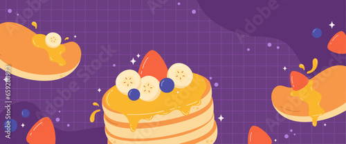 Flat design of cute pancake day banner vector