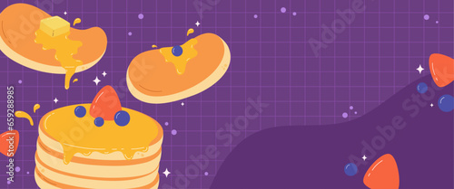 Flat design of cute pancake day banner vector
