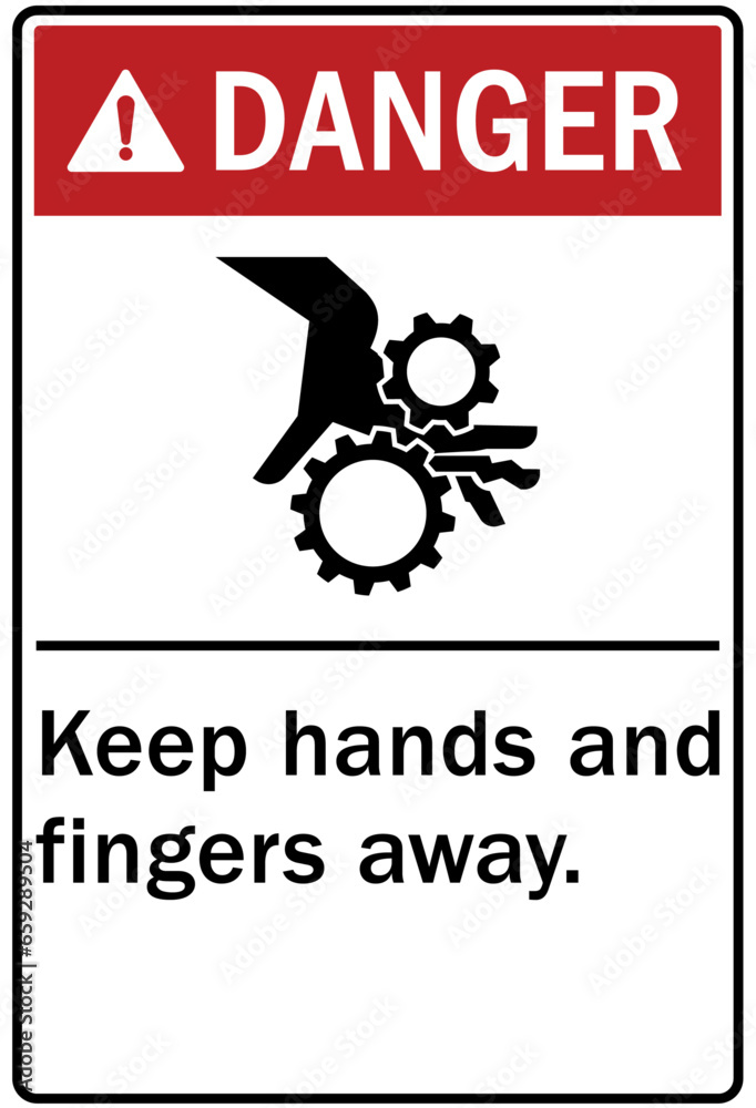 Keep hand clear warning sign and labels keep hands clear and finger
