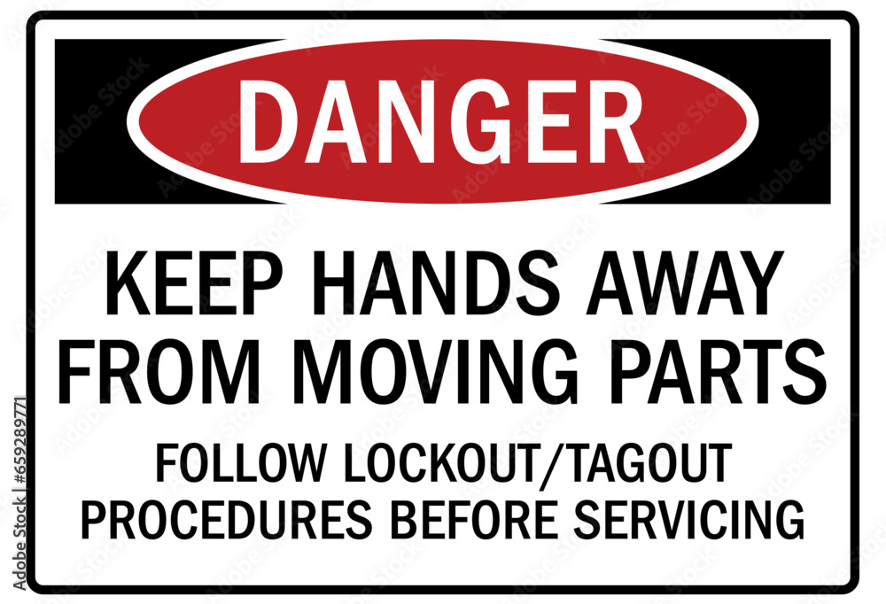 Fototapeta premium Keep hand clear warning sign and labels