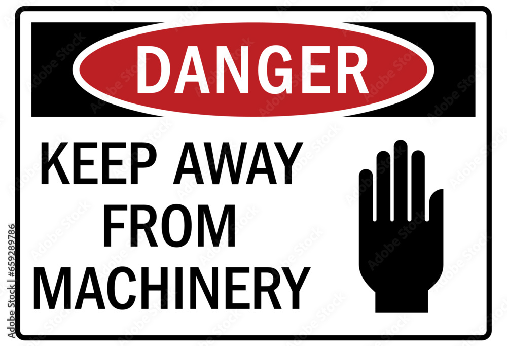 Keep hand clear warning sign and labels Keep hand clear warning sign and labels