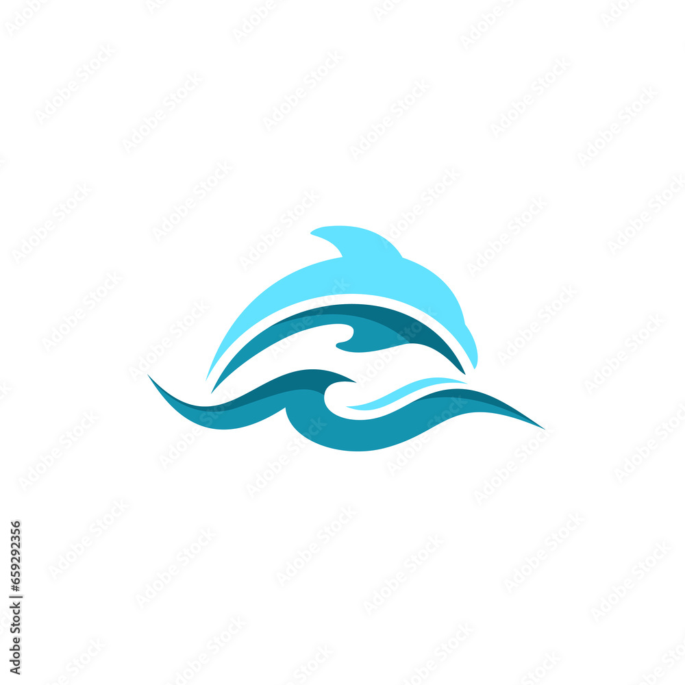 Dolphin Fish With Waves abstract vector. dolphin logo simple Dolphin Fish With Waves abstract vector. dolphin logo simple