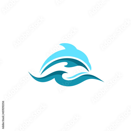 Dolphin Fish With Waves abstract vector. dolphin logo simple