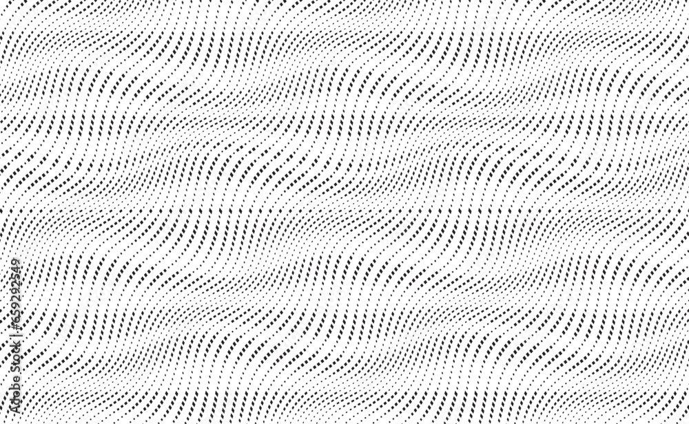 Abstract halftone dot wave background.	 Black and white stripes waves vector background. Seamless dots striped pattern. Halftone dots design element.