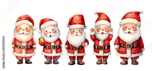 Set of watercolor cute Santa Claus isolated on white background  © TatjanaMeininger