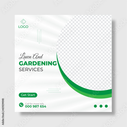 Gardening service social media post and Instagram post design vector template.