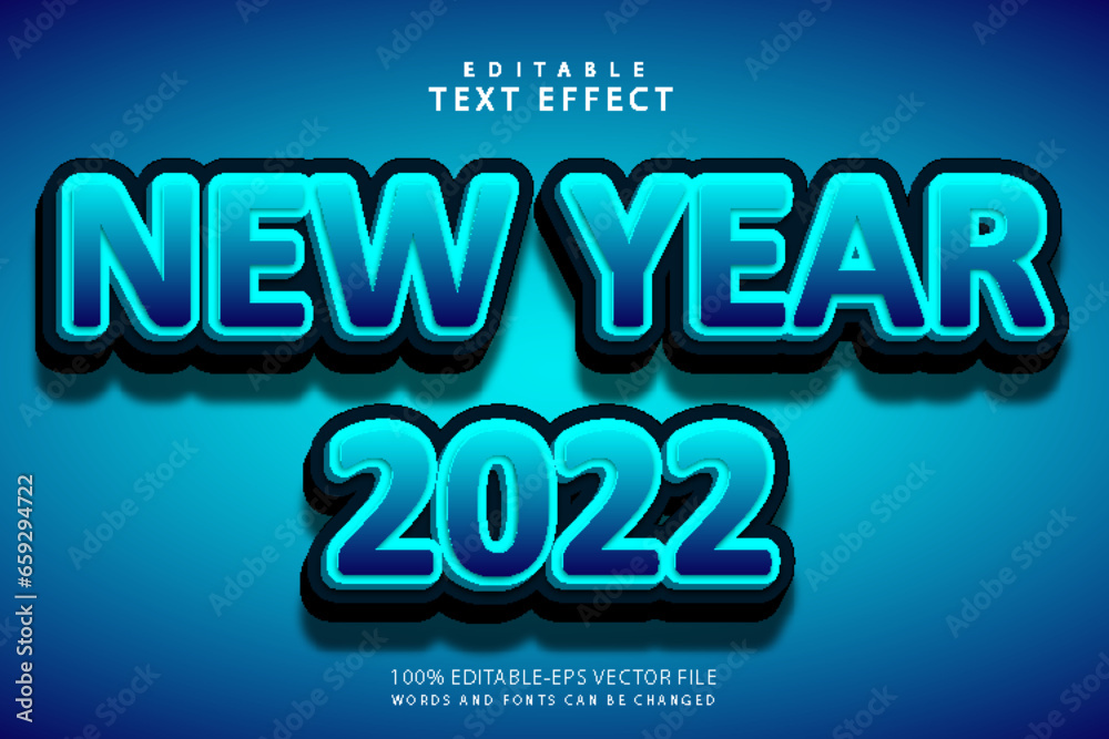 New year 2022 editable text effect 3 dimension emboss modern style