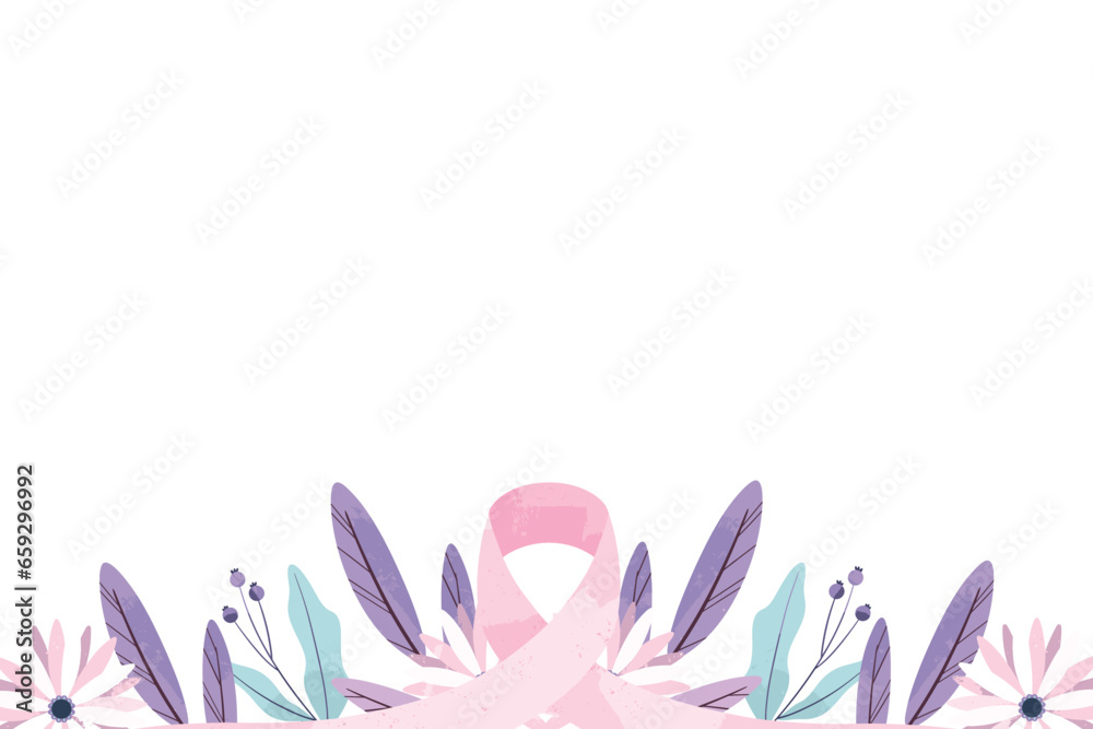 Breast Cancer Sticker with Pink Ribbon Illustration Breast Cancer Sticker with Pink Ribbon Illustration