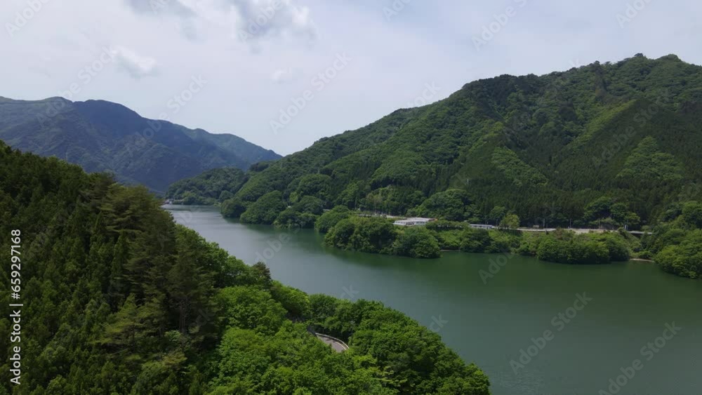日本の風景・群馬県みどり市・草木湖のドローン映像 日本の風景・群馬県みどり市・草木湖のドローン映像