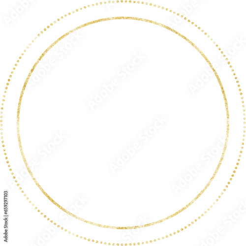 Luxury round gold frame Victorian frame with sparkling gold accents. Gold holiday banner and line decorations. Geometric abstract design illustration for posters, covers, invitations, and ads.