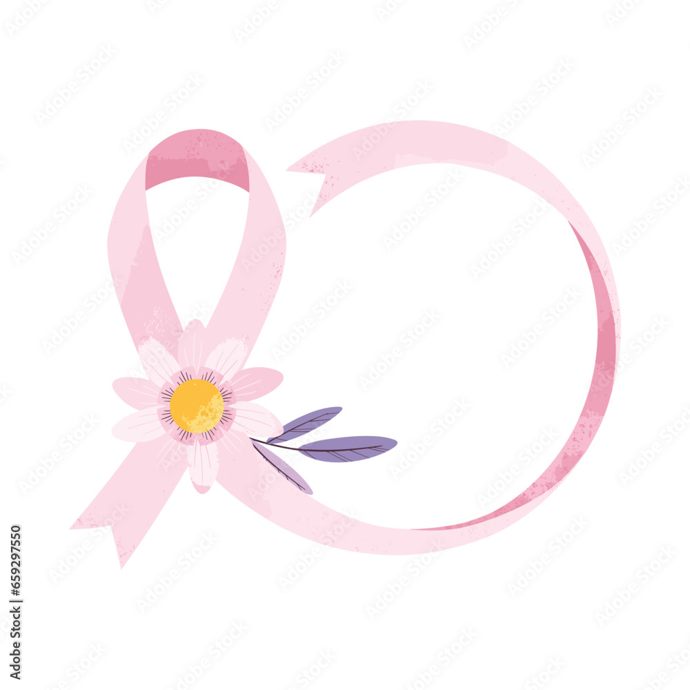 Breast Cancer Sticker with Pink Ribbon Illustration