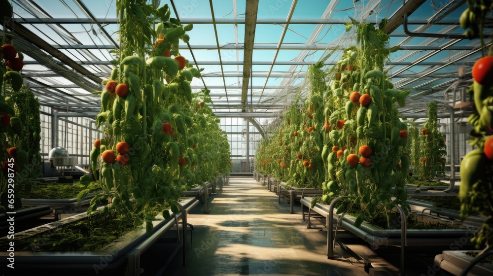Controlled irrigation system in agricultural greenhouse