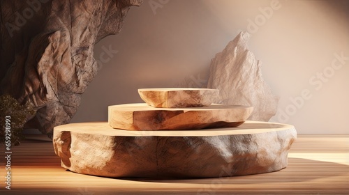 3D illustration of a natural beauty pedestal promoting relaxation and health