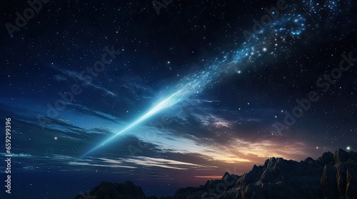 Comet s long glowing tail f...